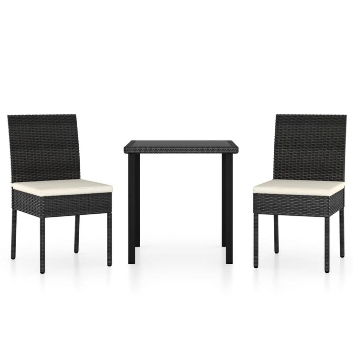 3 Piece Patio Dining Set Poly Rattan Black A Outdoor Table and Chair Sets Outdoor Furniture Sets