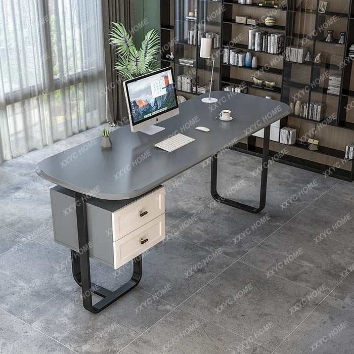 Boss Single Office Desk Luxury Modern Italian Write Executive Office Desk Home Table Escritorio Ordenador Work Furniture QF50OD