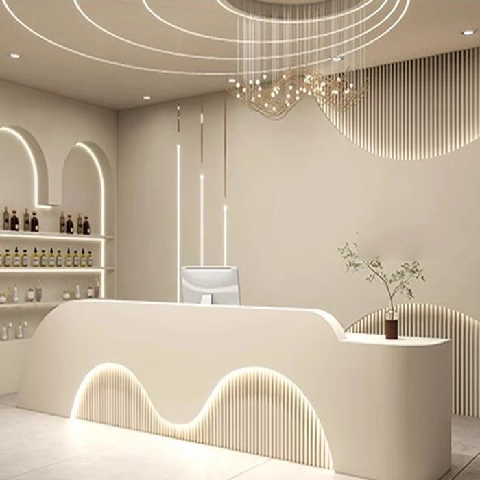 White Checkout Reception Desk Clothing Shop Lighting Hotel Gym Cashiers Luxury Metal Front Desk Lectern Empfangstheke Furniture