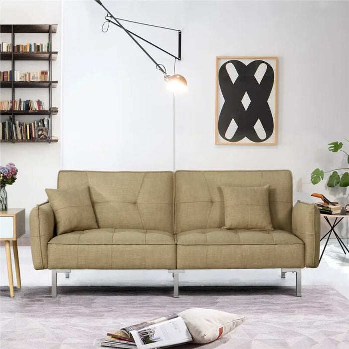 Alden Design Fabric Covered Futon Sofa Bed with Adjustable Backrest, Black living room sets sofa