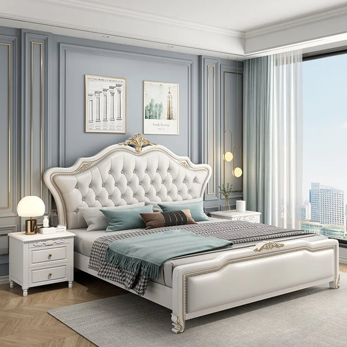 Soft Frame European Bed Waterproof Luxury King Size Wooden European Style Bed Double Modern Letto Matrimoniale Bedroom Furniture