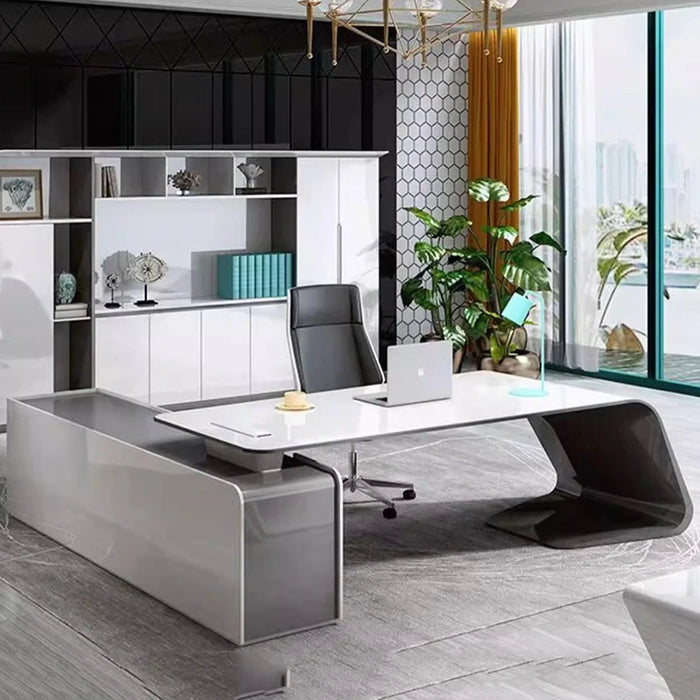 L Shape Meeting Office Desks Drawers Console Desktop Workstation Executive Storage Scrivania Con Cassetti Luxury Furniture