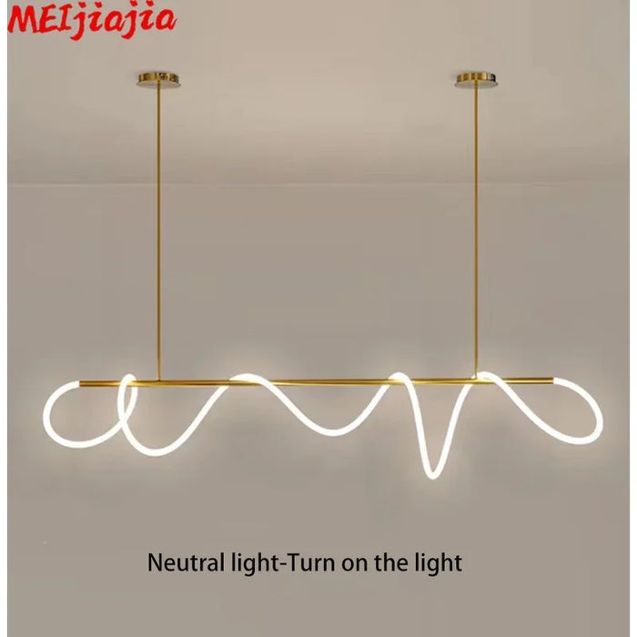 Light luxury dining room lamp modern chandelier led strip bar table lamp designer art hose lamp dining table chandelier