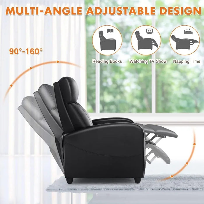 Recliner Chair for Adults, Massage PU Leather Small Recliner Sofa Home Theater Seating with Lumbar Support sofa recliner chair