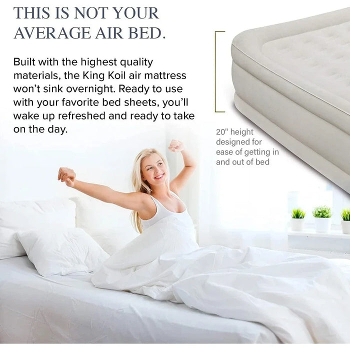 Queen Air Mattress with Built-in High-Speed Pump , High Adjustable Blow Up Mattress, 20" Queen Size Luxury Double Air Bed