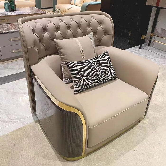 Luxury High End Genuine Leather Sectional Sofa Set with Coffee Table Chair for Living Room Furniture
