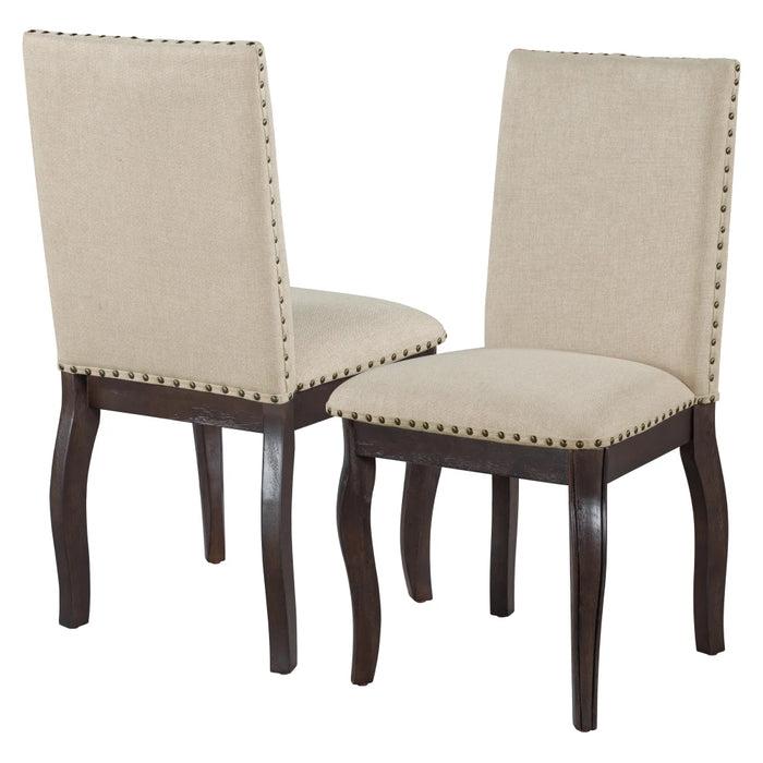 5-Piece Farmhouse Dining Table Set Wood Round Extendable Dining Table and 4 Upholstered Dining Chairs (Espresso)