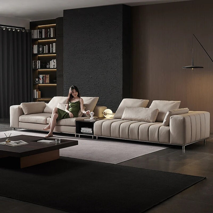 Italian Designer Luxury Genuine Leather Corner Combination New Arrival Minimalist Large Villa High end Custom Sofa Set Furniture