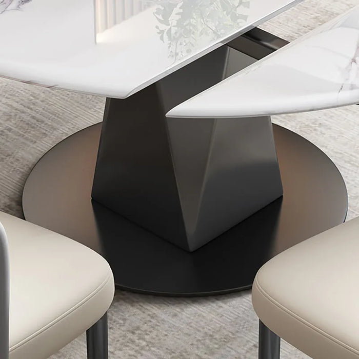 Light Luxury Retractable Microcrystalline Dining Table Rotating Folding Modern Minimalist Marble Variable Round Table YX50DT