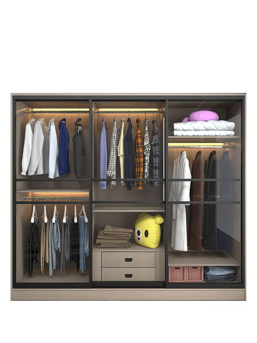 Sliding door modern two-door locker sub-bedroom sliding door multifunctional wardrobe
