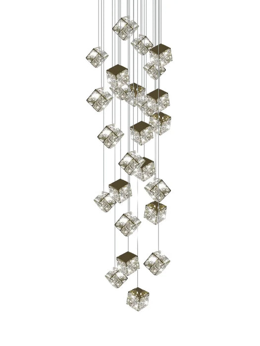 Square Crystal Modern Chandelier for Living Room Lobby Ceiling Luxury Loft Hanging Light Villa LED Lighting Staircase Chandelier