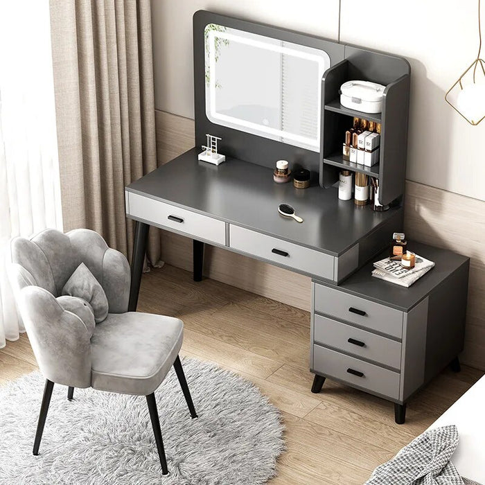 Dressing Table with with LED Lighting 6 Drawers Furniture Bedroom Bedside Storage Cabinet Integrated Minimalist Makeup Vanity