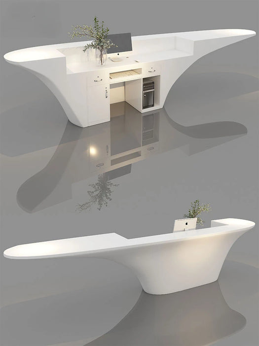 Clothing salon, bar counter, beauty salon, reception desk, company hotel lobby, front desk