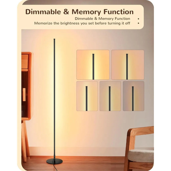 Modern Standing 57.5 Inches Tall Lamp for Living Room, Bedroom, Home Office, 7 Color Temperature 2700-6000K (Black)