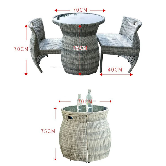 Modern Balcony Small Table and Chair Combination Three-piece Home Garden Outdoor Patio Leisure Rattan Chairs Rattan Furniture