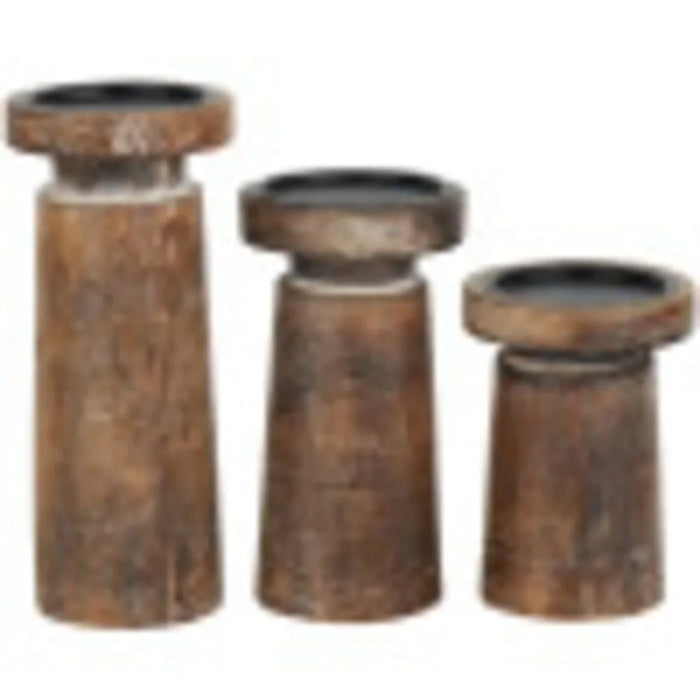 Candlesticks for Candles Set of 3 Candle Holder Distressed Coastal Mango Wood Candle Holder Home Decorations Holders Decor