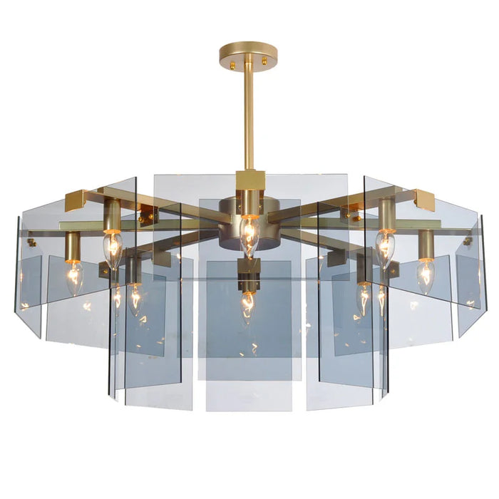 New light luxury high sense designer glass round chandelier living room dining room bedroom chandelier