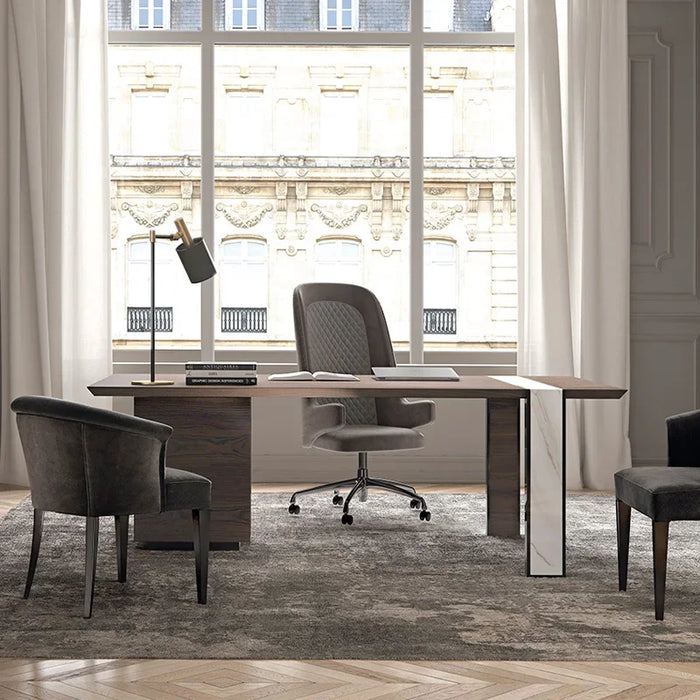 Italian style minimalist solid wood desk villa designer modern light luxury large office desk