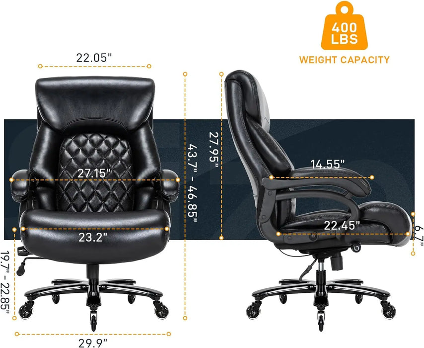 Big and Tall Office Chair for Heavy People, High Back E xtra Wide Heavy Duty Executive Office Chair Comfortable for Home Off