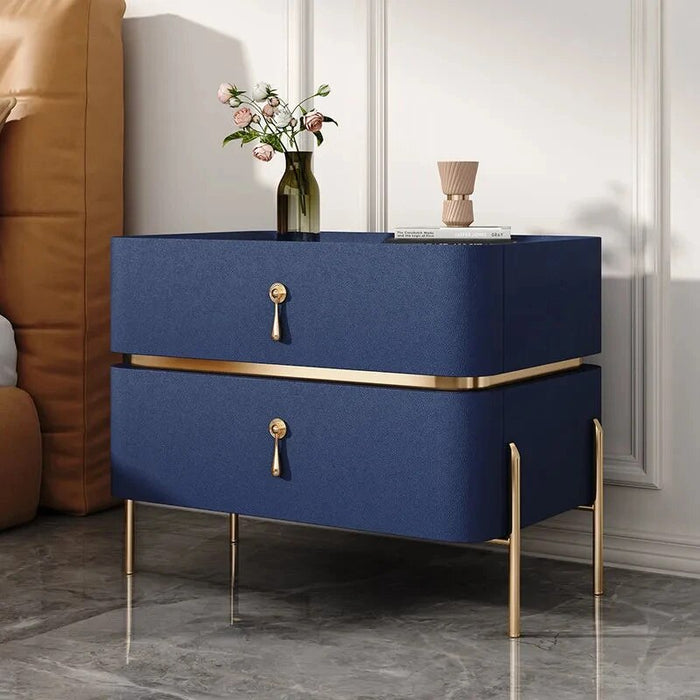 Luxury Bedside Table Solid Wood Bedroom Slate Simple American Free Installation Storage Cabinet Two Drawer Nightstand Furniture