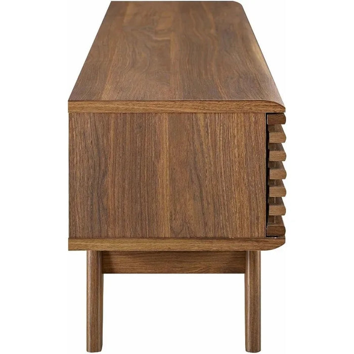 Modway Render Mid-Century Modern Low Profile 59 Inch TV Stand in Walnut Tv Cabinet Living Room Furniture