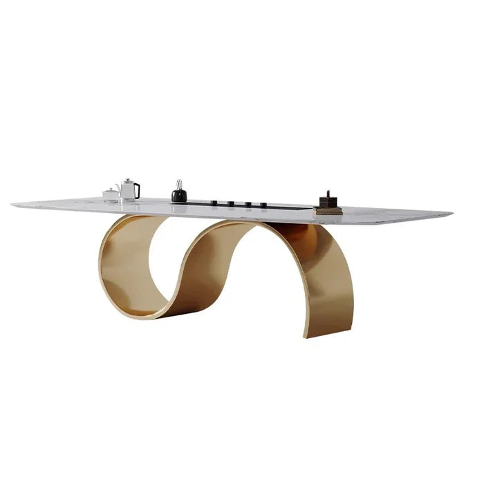 Luxury Stone Dining Table Modern Gold Frame Games Coffee High-end Designer Dining Table Chair Dinner Muebles Kitchen Furniture