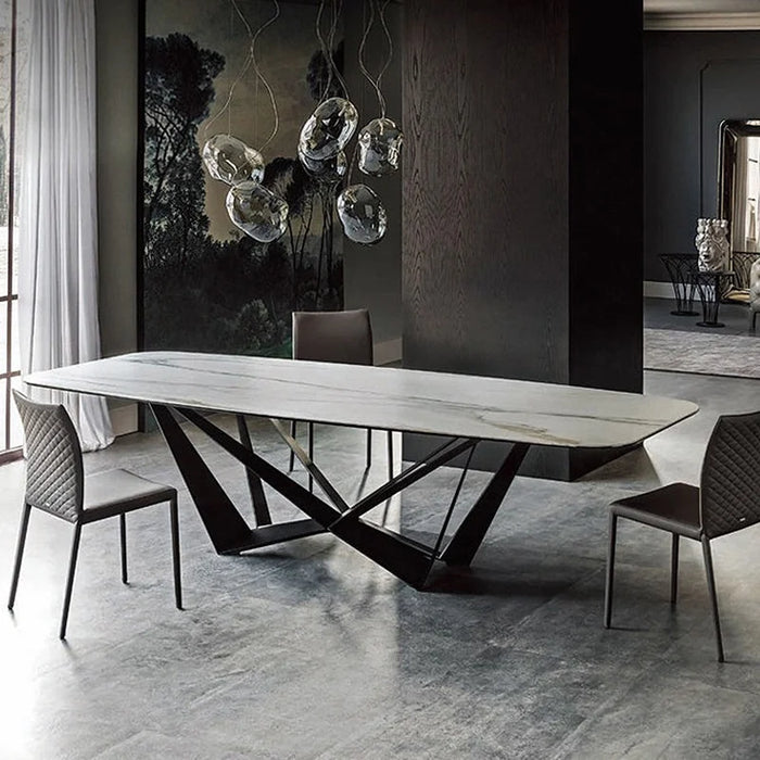 New Luxury Italian Leather Dinner Dining Table And Chairs 6 Luxury Dinning Chairs Modern Marble Dining Room Furniture Table Set