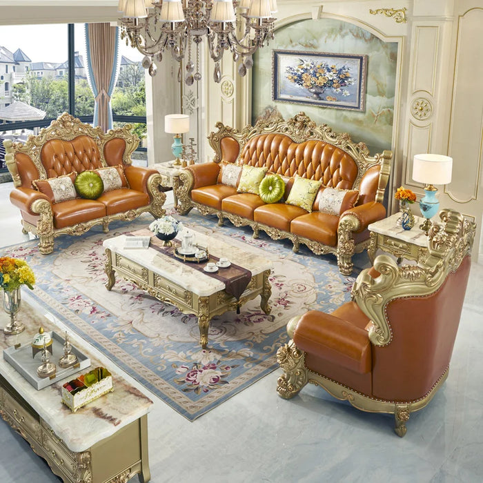 Sofa 123 Combination Living Room Large Family Villa Luxury Top Layer Cowhide Full Solid Wood