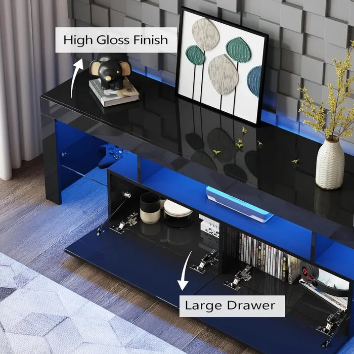 Tv Stand Living Room Furniture Free Shipping Modern Black TV Cabinet for TV Table With Storage and Glass Open Bedroom Shelf Home