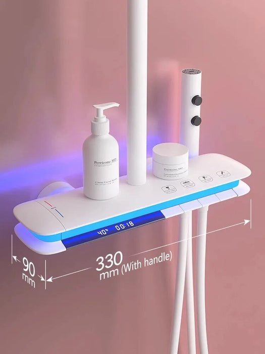 Bathroom Thermostat Shower System Set With Bidet Mixer Tap Wall Mounted Brass Bath Cabin System With Holder Shower Head