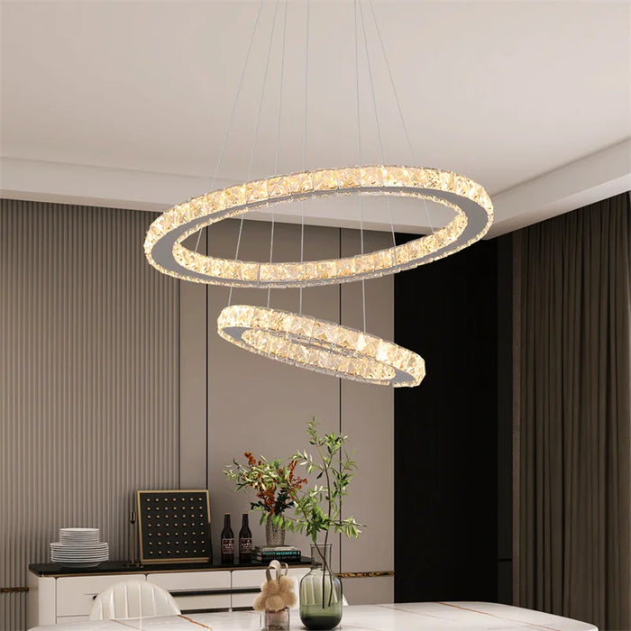 Nordic Modern Crystal Ceiling Lamp Indoor Lighting New Ring  Chrome Lustre Chandelier For Living Room Pendant Lights Luminaire
