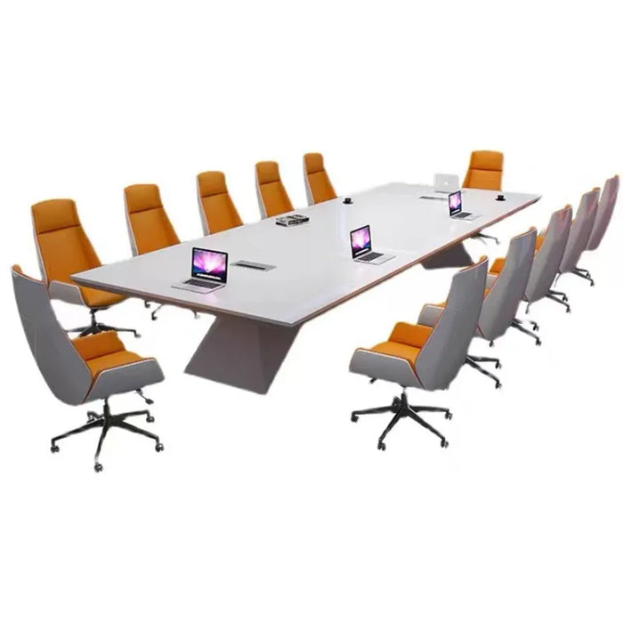 Large and small conference table Long white paint simple modern rectangular fashion creative office negotiating table and chair