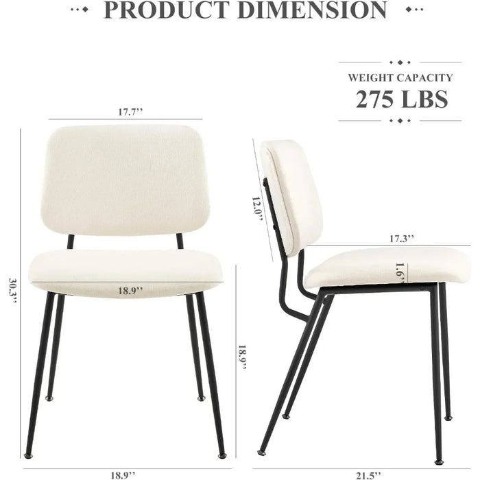 Modern Upholstered Dining Chair 2-Piece Set with Curved Backrest,Fabric Dining Chair Specialty Dining Chair Stylish
