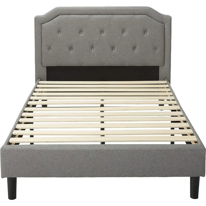 Upholstered Scalloped Platform Bed Frame / Mattress Foundation / Wood Slat Support / No Box Spring Needed / Easy Assembly