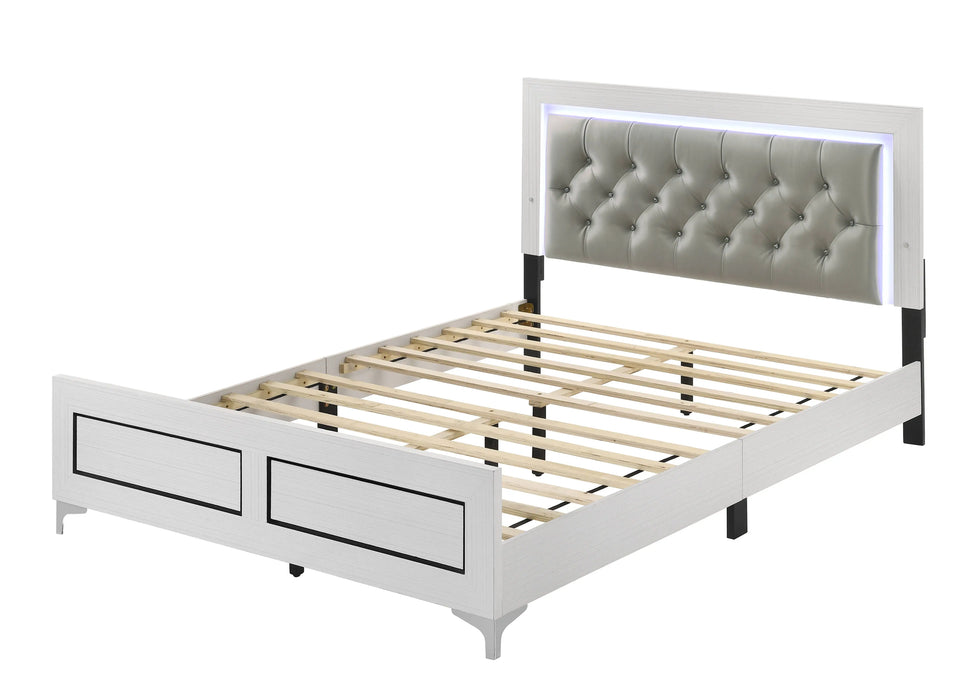 ACME Casilda Queen Bed w/LED in Gray PU & White Finish