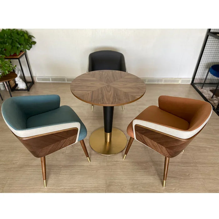 Modern Leisure Dining Chairs Simple Creative Ins Home Furniture Nordic Restaurant Solid Wood Chair Leather Art Backrest Stool
