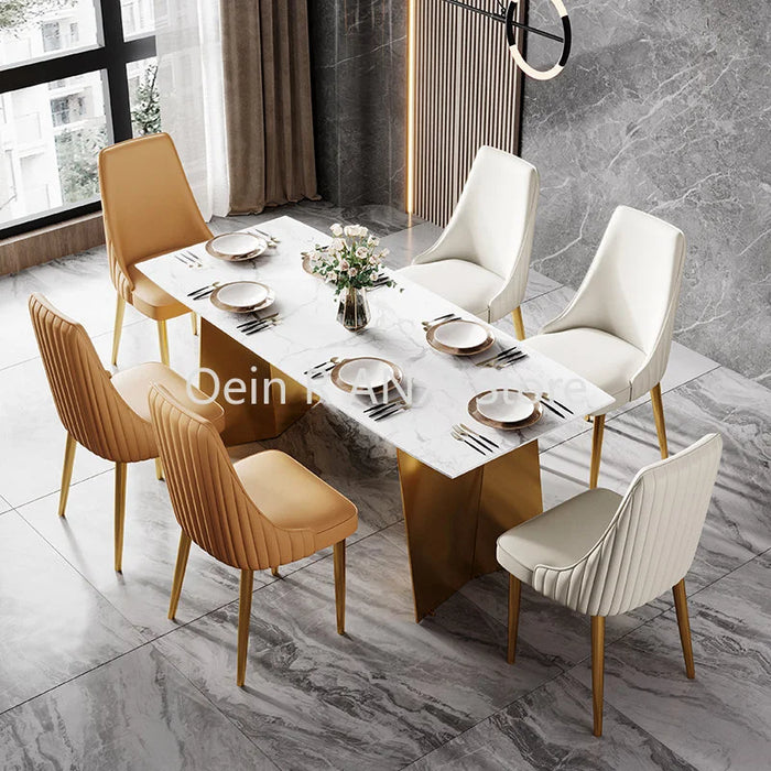 Dresser Kitchen Bedroom Dining Chairs Nordic PU Leather Gold Ergonomic Dining Chairs Luxury Modern Sillas Home Furniture WK