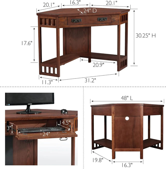 SINCE 1910 Corner Computer and Writing Desk, Mission Oak Finish, FURNITURE