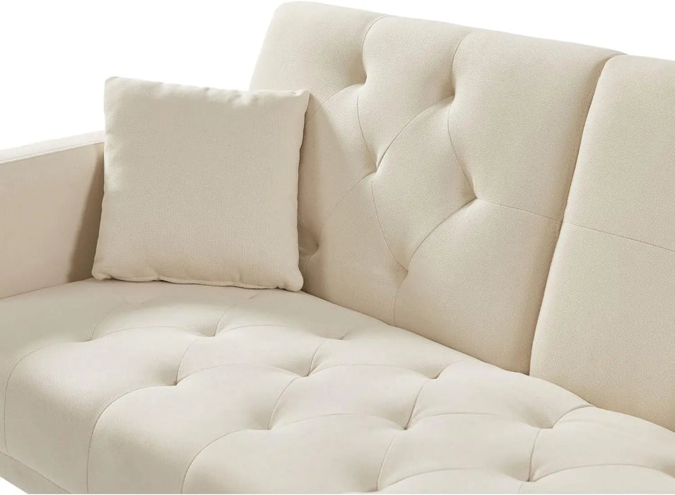 Faux Leather Couch Futon Sofa Bed, Memory Foam Sleeper Daybed with Adjustable Backrest and Armrest, loveseat, Multiple Color