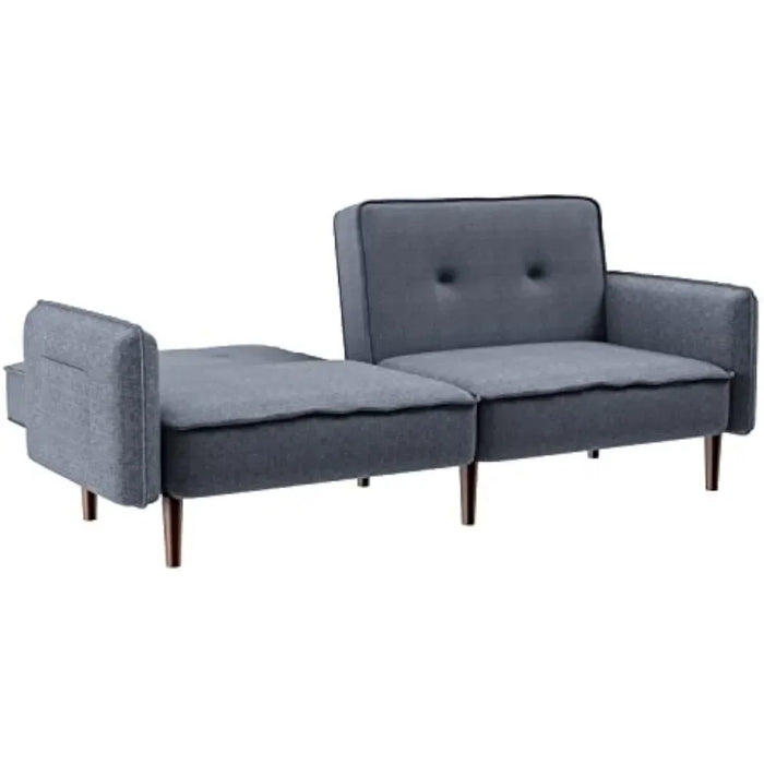 75" Modern Convertible Sofa Bed with 2 Pillows, 3 Angle Adjustable Backrests for Living Room and Bedroom (Grey)