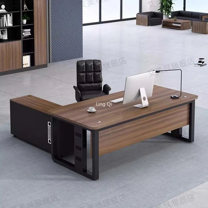 Dark Wood Reception Office Desk Vanity Corner Reception Secretary Computer Desks Art Executive Conference Bureau Desk Furniture