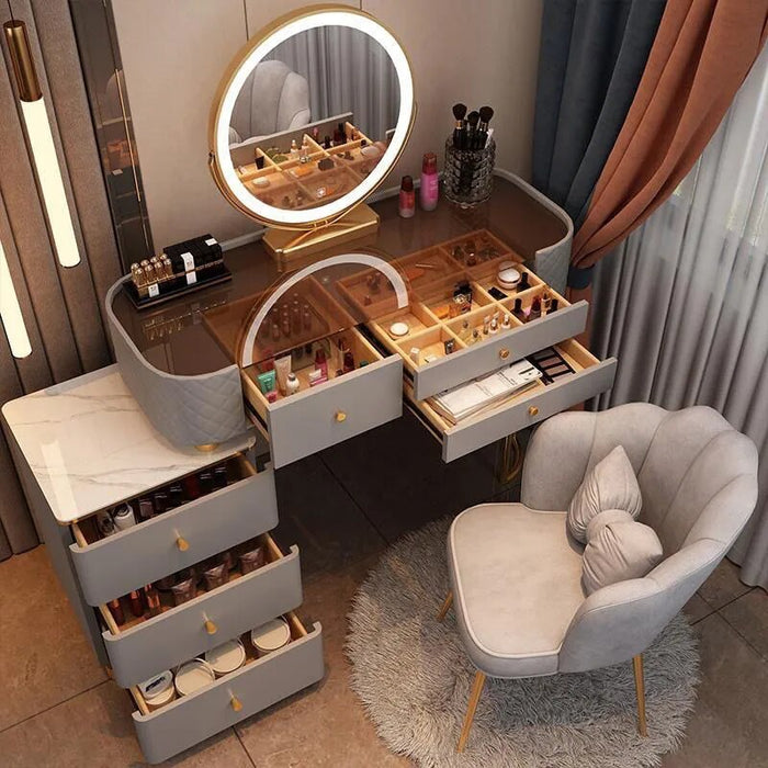 Nordic Mirror Makeup Vanity Table Dressing Table Dressers Bedroom Luxury Dresser Light Vanity Desk De Chevet Bedroom Furniture