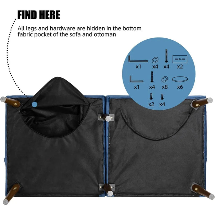 60" Small Loveseat, 3 in 1 Cute Convertible Sofa Bed, Modern Futon Recliner Sleeper w/2 Cup Holder, Blue