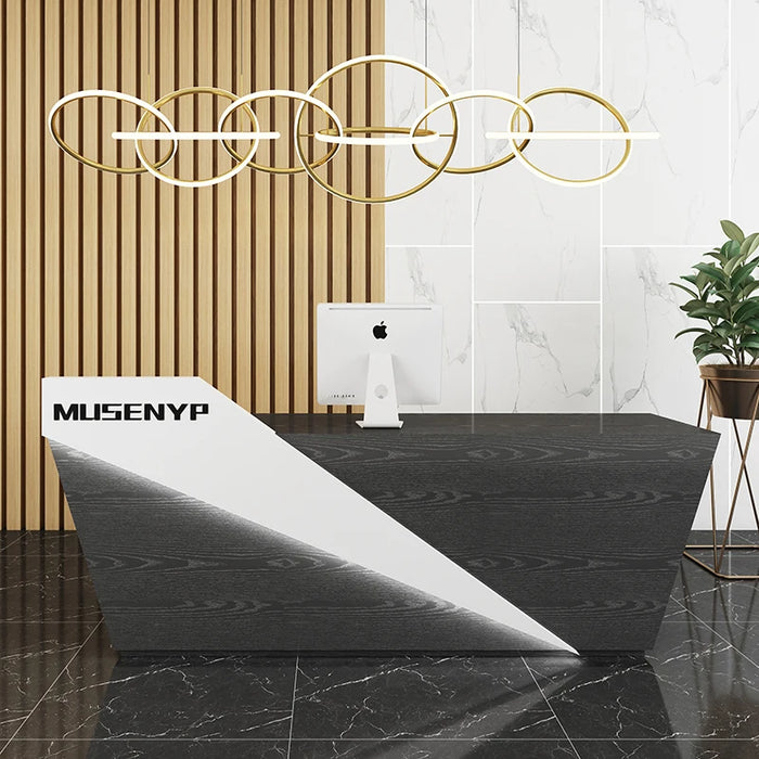 L Shaped Reception Desks Beauty Salon Luxury Office Modern Reception Desk Cashier Table White  Theke Rezeption Bar Furniture