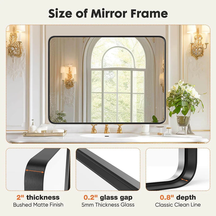 Bathroom Mirror Vanity Mirror for Wall Aluminum Alloy Framed Wall Mirror Farmhouse 40"×30"