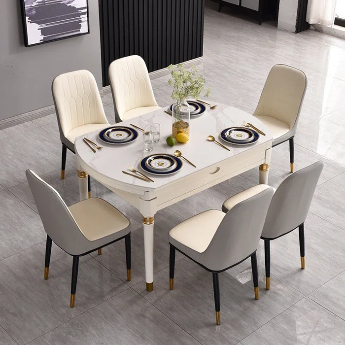 Restaurant White Dining Table European Unique Kitchen Hotel Folding Solid Wood Round Table Muebles Hogar Living Room Furniture