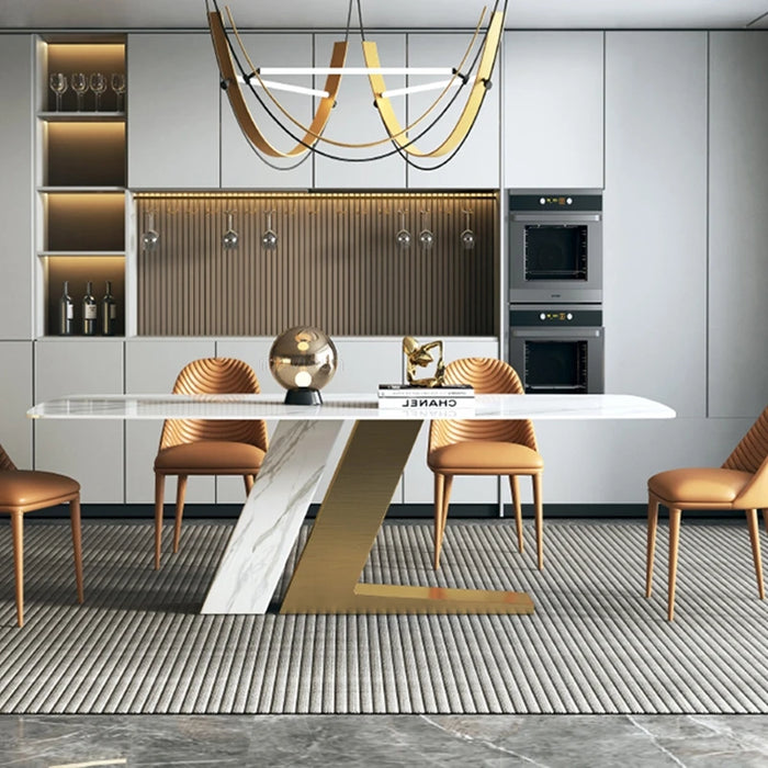 Contemporary Creative Minimalist Large Kitchen Table Set Home Furniture High-End Marble Stone Top Dining Table 2m For 10 People
