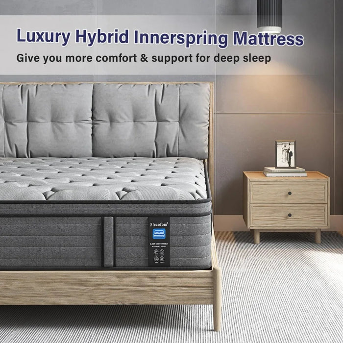 2024 New 12 Inch Gel Memory Foam Pocket Spring Hybrid Mattress, Grey