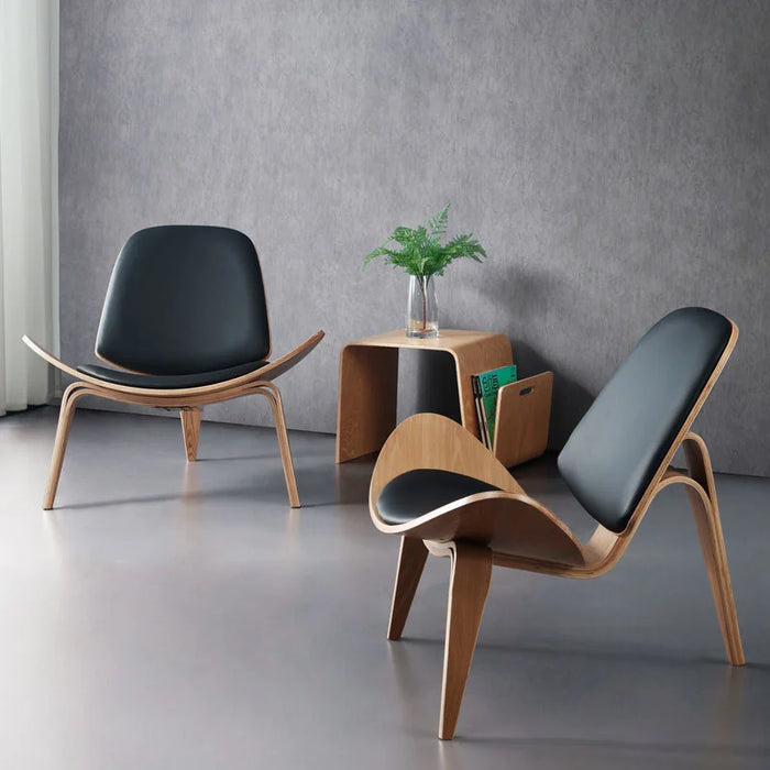 Hans Wegner Style Three-Legged Shell ChairsAsh Plywood Fabric Upholstery Living Room Furniture Modern Lounge Shell ChairsReplica