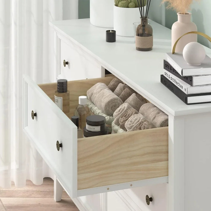 Dressers,6 𝑫𝒓𝒂𝒘𝒆𝒓𝒔 𝑾𝒉𝒊𝒕𝒆 𝑫𝒓𝒆𝒔𝒔𝒆𝒓, Dresser for Bedroom Room, Modern Solid Wood Chest of Drawers,Dressers